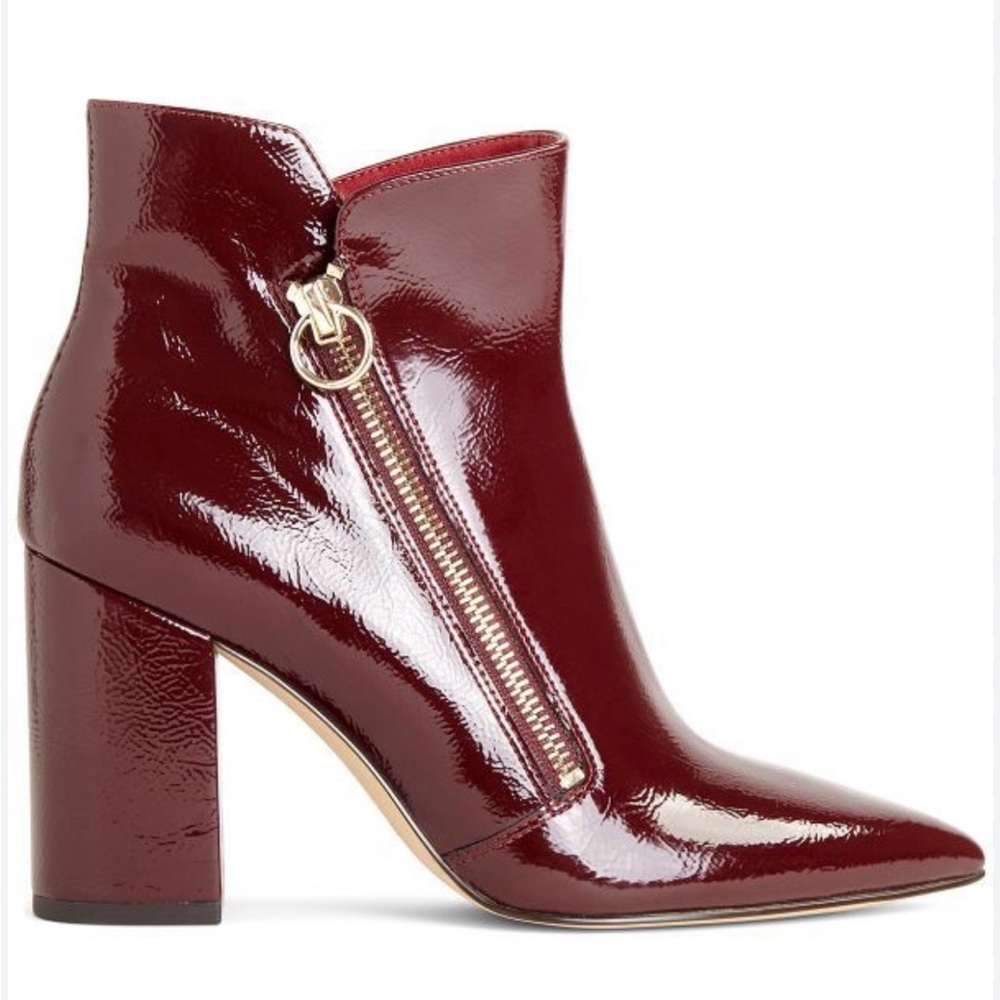 Nine West Russity Cherry red  patent pointed to heeled bootie 9.5‎
